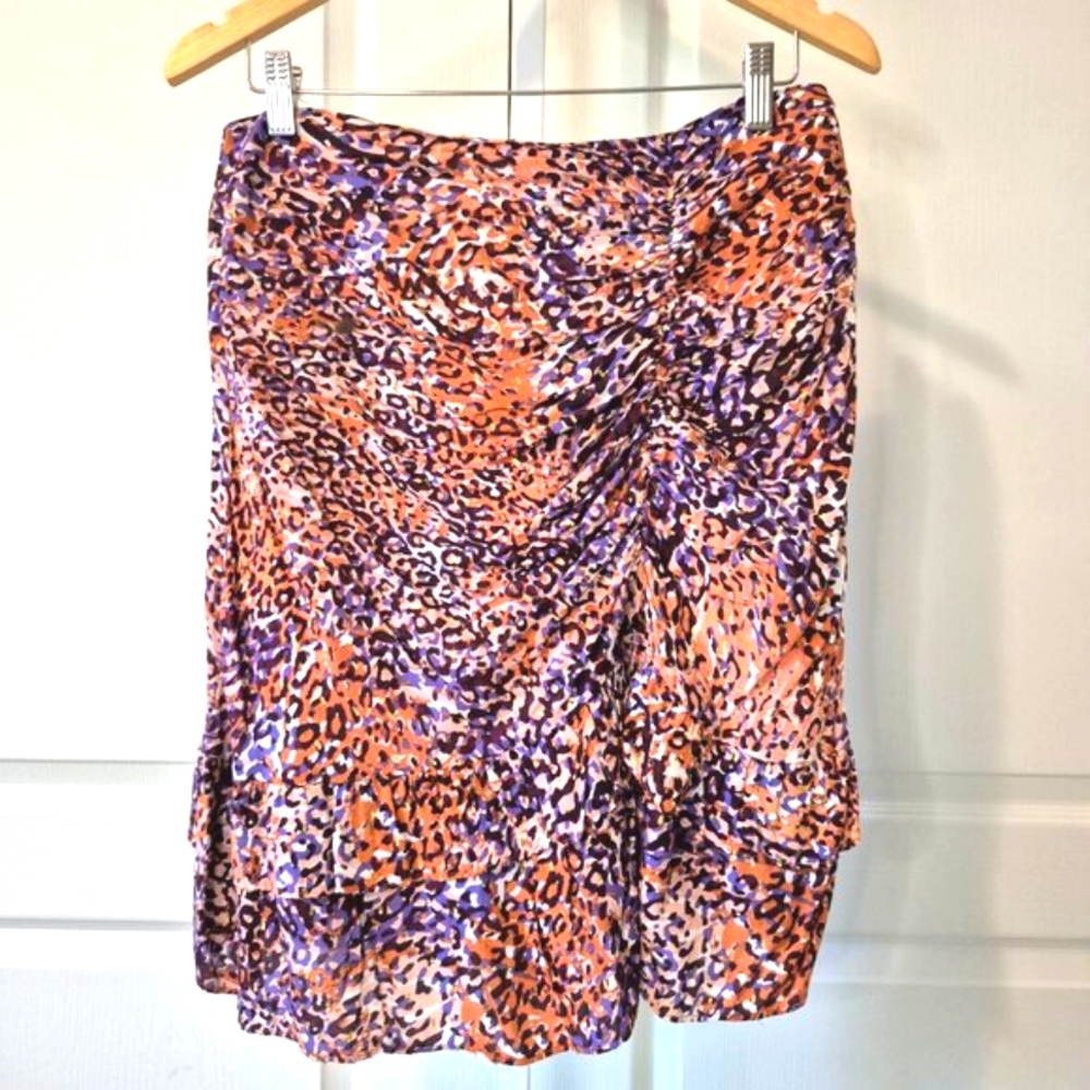 SUNCOO Paris | Tiered Ruffle Skirt | Animal Print w/ Gold Thread | Size L / T3